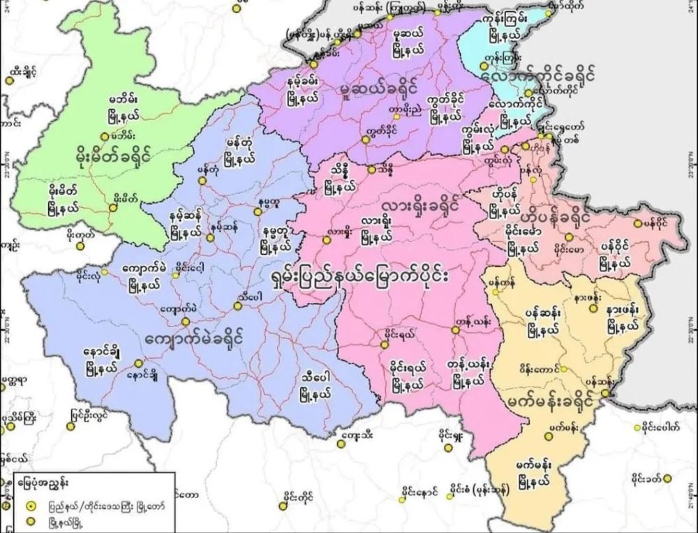 掸邦行政区划图图片