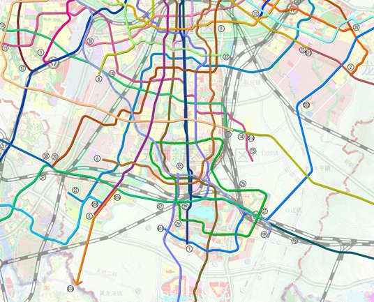 32号线和东部新区的d5d6线消失,青白江的4条城际轨道仅保留了s1一条