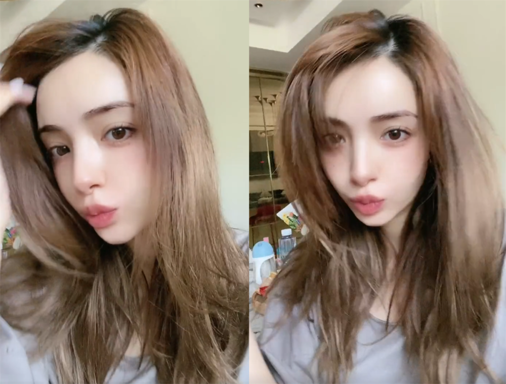 麦迪娜晒臭美自拍染头发做美甲孕期也要美胖18斤后半身出镜