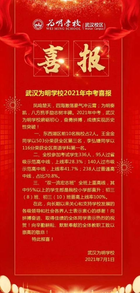 一中黄陂区根据黄陂实验学校发出的喜报信息谌睿健全区最高分502分