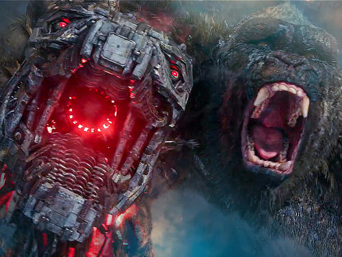 哥斯拉大战金刚两大泰坦巨兽开打傍晚夕阳下靓仔爱上了哥总