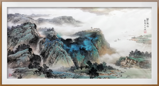 著名彩墨山水画家杨天佑横幅作品欣赏(接受定制,任一尺寸均可)