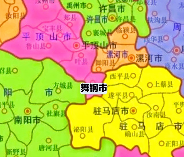 位于四市(平顶山市,漯河市,驻马店市,南阳市)六县(叶县,舞阳县,西平县