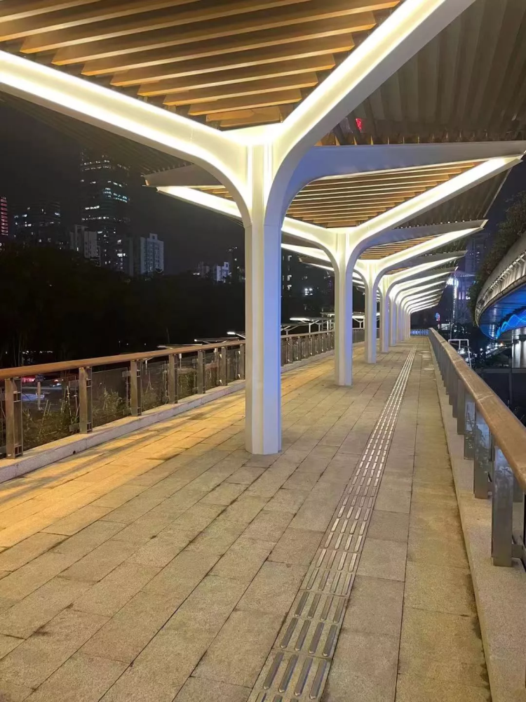 南山这座天桥正式启用有电梯雨棚晚上还会亮晶晶