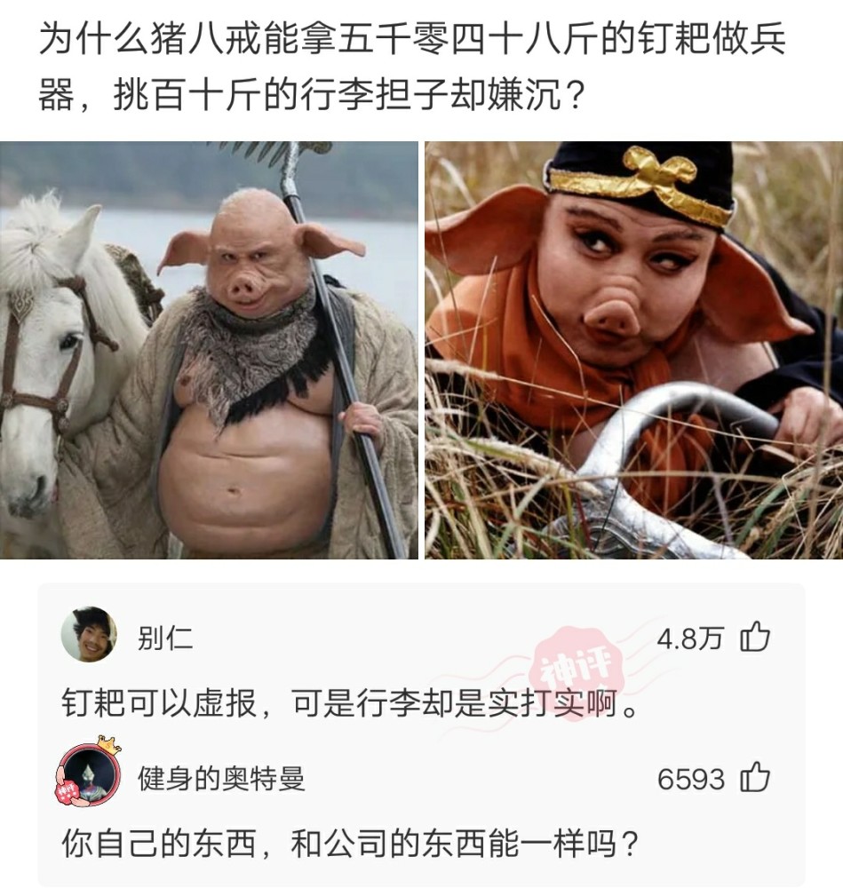 【沙雕问题4】:为什么猪八戒能拿5048斤的耙子做兵器,挑百十斤的行李