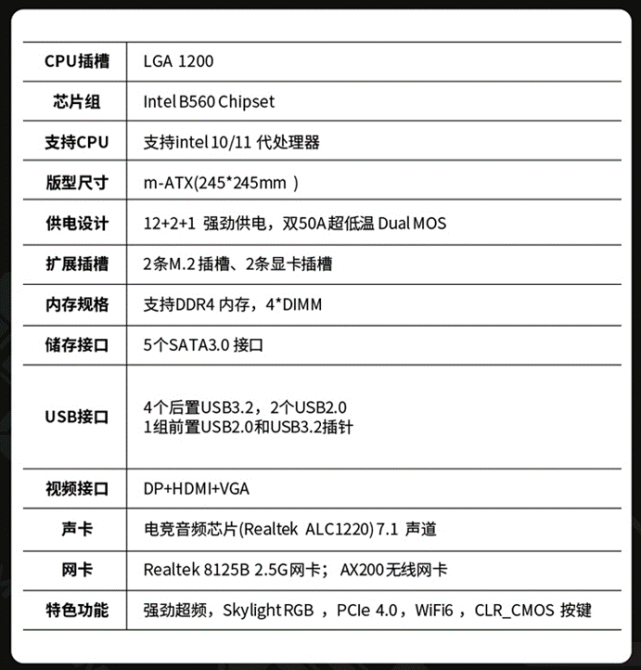 因为从官方参数报告来看,i5-11400的最佳拍档当然就是b560主板.