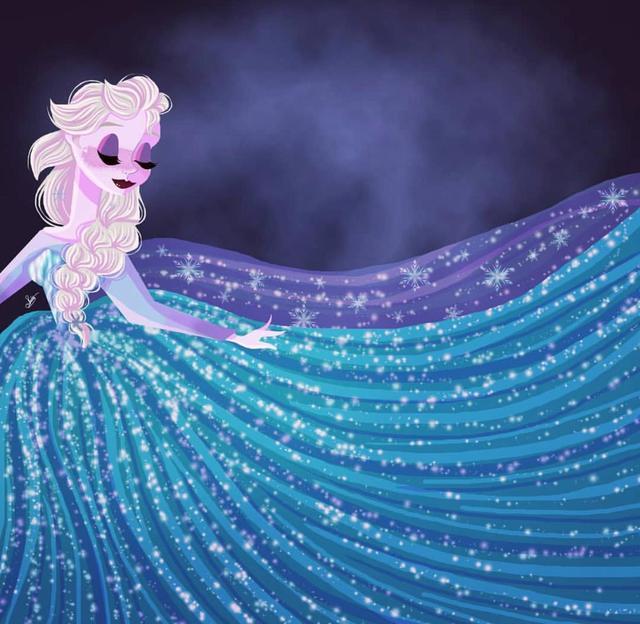 很抢镜的迪士尼公主茉莉公主仙气十足艾莎女王裙摆似海浪