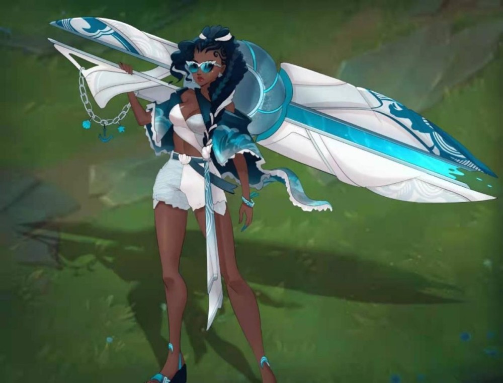 赛娜泳装皮肤曝光堪称lol手游里的黑珍珠大长腿黑出新高度