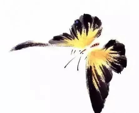 步骤六:稍干后,草勾翅脉,可用石绿,三绿点上蝶斑.