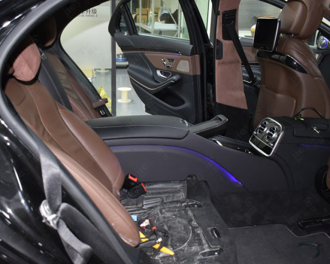 奔驰s320改装后排座椅打造头等舱商务行政马鞍 捷越豪车升级