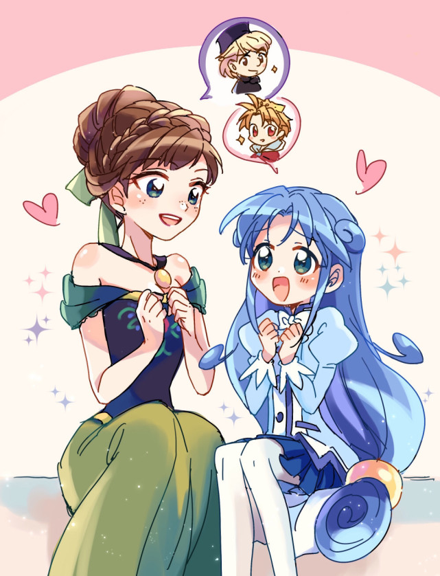 画师绘制《双子星公主》同人,与迪士尼联动,小公主长大了