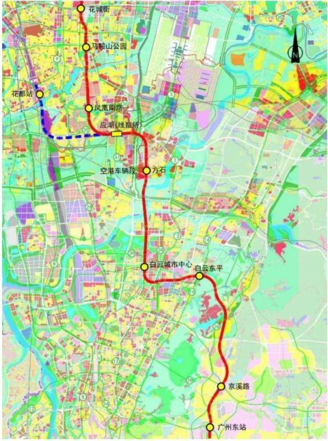线路自广州东站向北,于京溪路路口设京溪路站,与规划地铁26,29号线