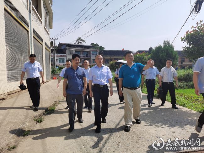 (省联社娄底办事处主任朱韶光一行察看乡村环境情况)