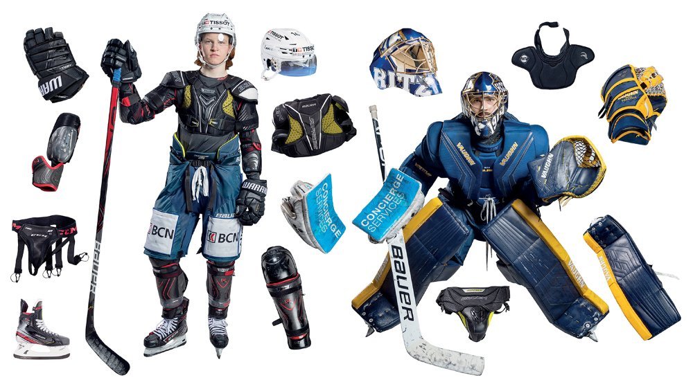 乍一看,冰球运动员穿在身上的防护装备还真的非常多:头盔,面罩, 护肩