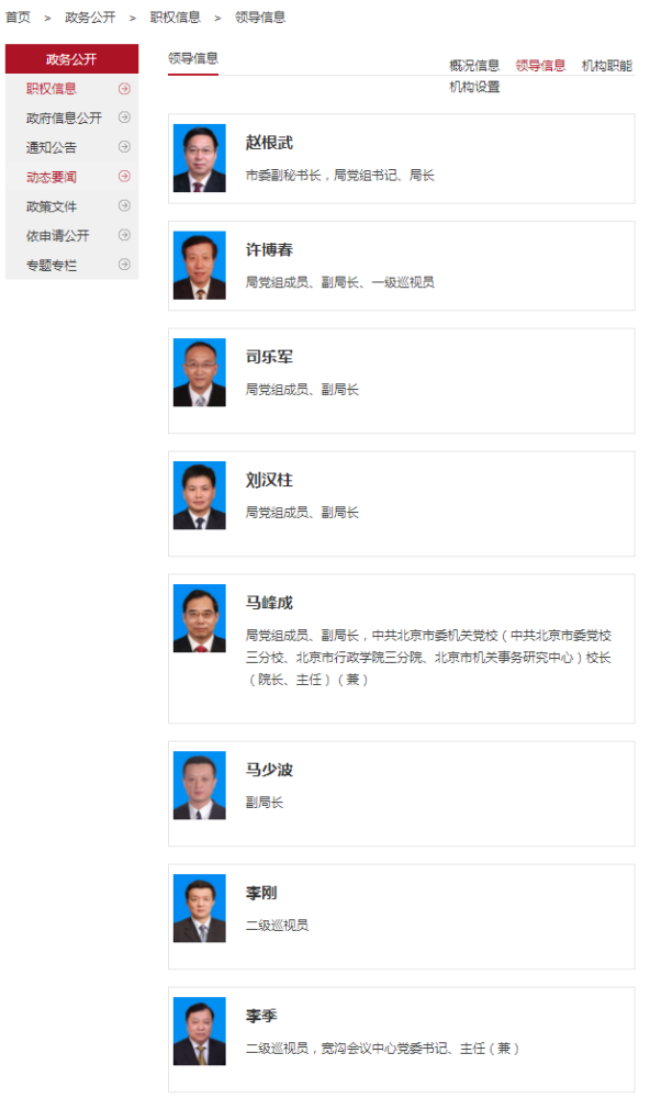 北京市机关事务管理局网站开通上线领导班子成员亮相