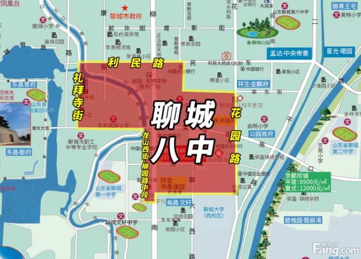 回民小区等住区聊城市第一实验学校(初中部)划片范围:湖南路—徒骇河