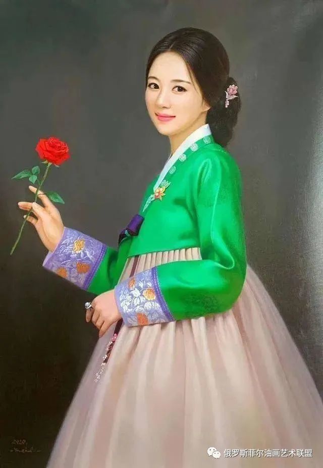 女人的纯净之美～朝鲜女性人物油画作品欣赏