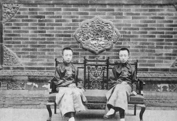 溥仪小时候:萌娃,光头,赤膊,爬墙,与泰戈尔合影