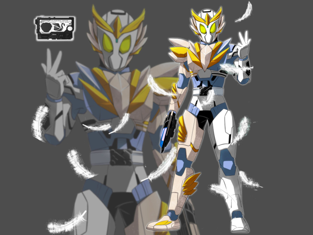 与女武神的基础形态要好看很多,原型是《龙骑》中的假面骑士白鸟,估计