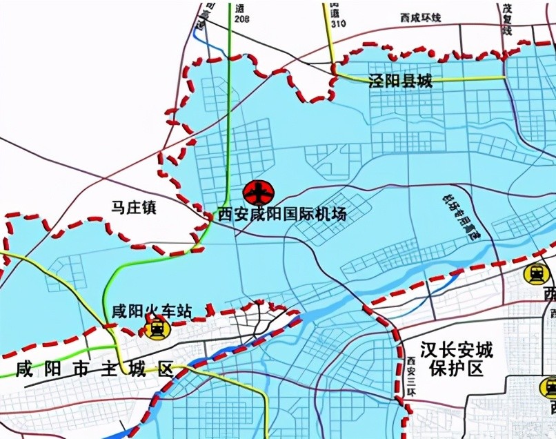 各種交通方式的無縫隙銜接和旅客零距離換乘;區內的西安咸陽國際機場