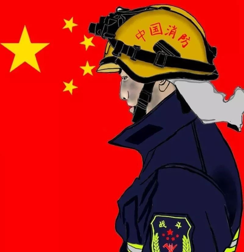 火焰蓝卡通消防兵图图片