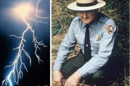 1942年,罗伊·沙利文第一次被雷电袭击,不过,他还是很幸运的,因为只在