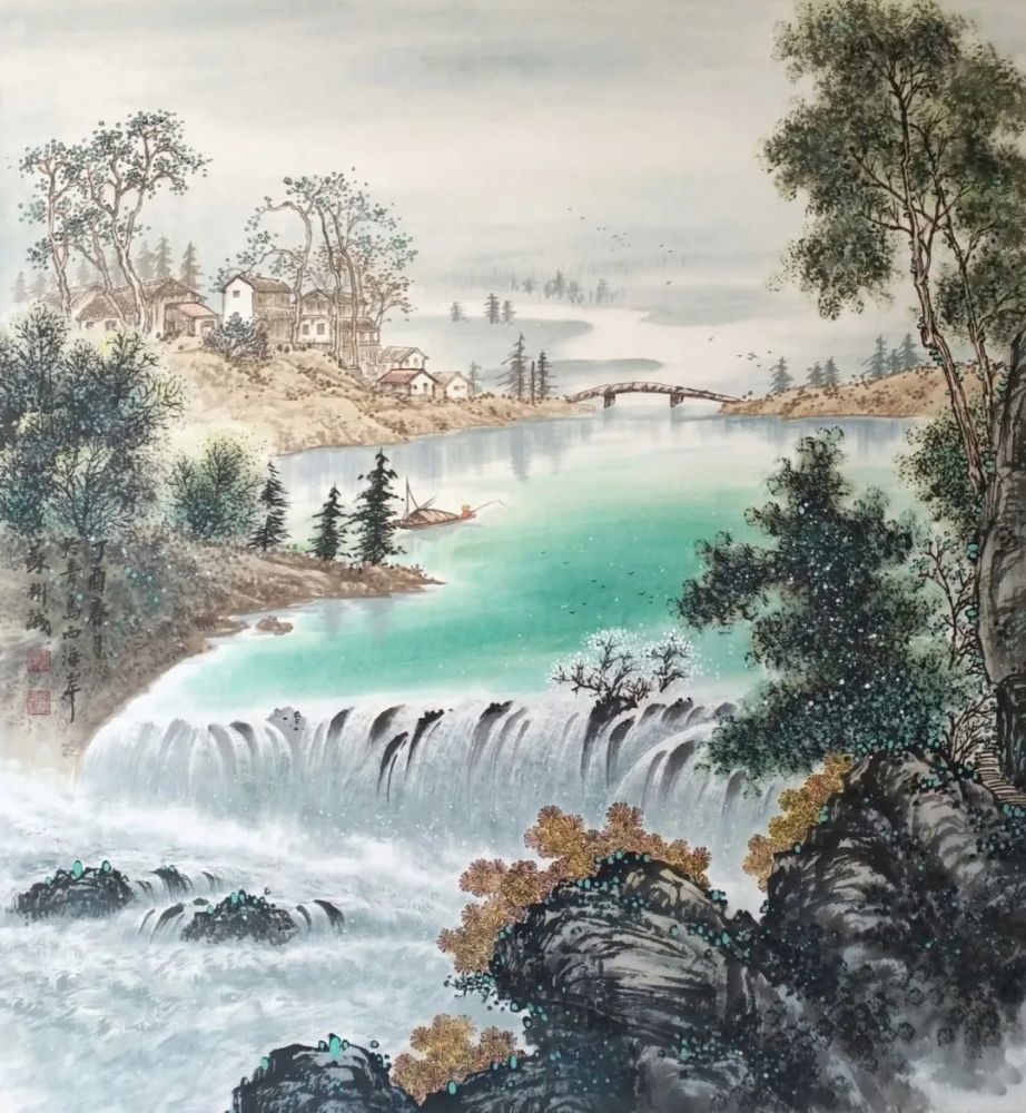 《绿水青山宜雅居》68x68cm 2020年▲《红色革命老区·杨家山里》97