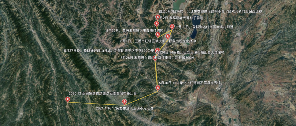 象群北上迁徙时空轨迹   制图:number3