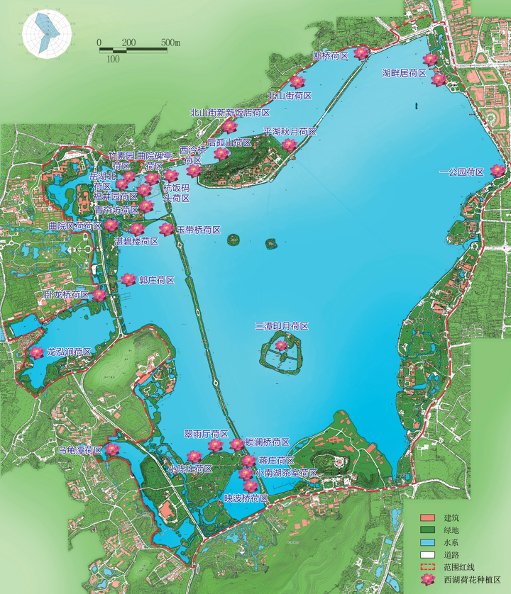 由西湖水域管理处提供)具体来说,"西湖红莲"在断桥,平湖秋月,后孤山