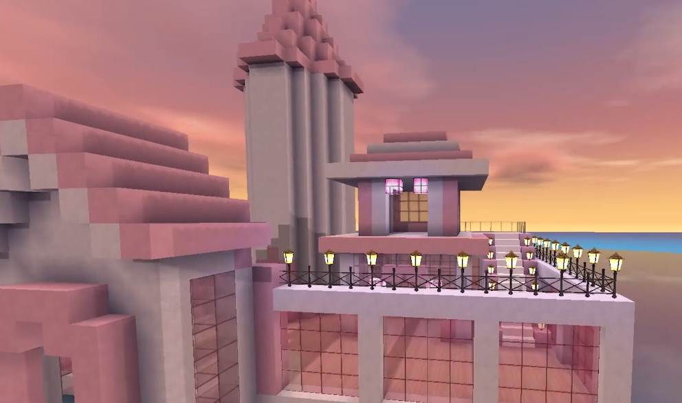 迷你世界少女心爆棚的建筑队长出马不简单粉红色海景房爱了