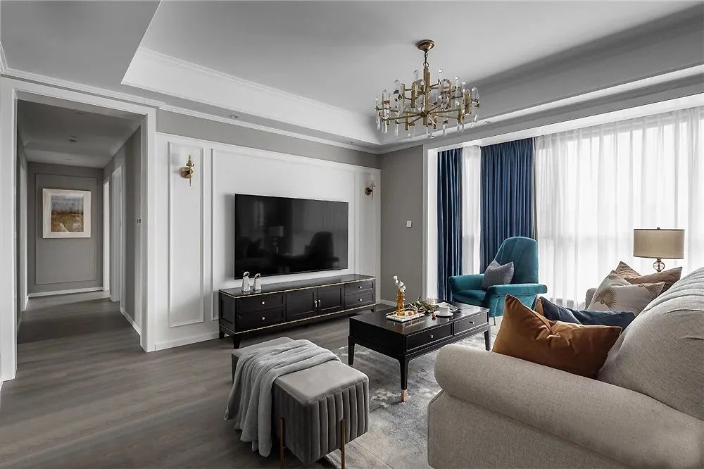 130㎡轻奢美式,复古与高级灰色彩搭配,气质满分