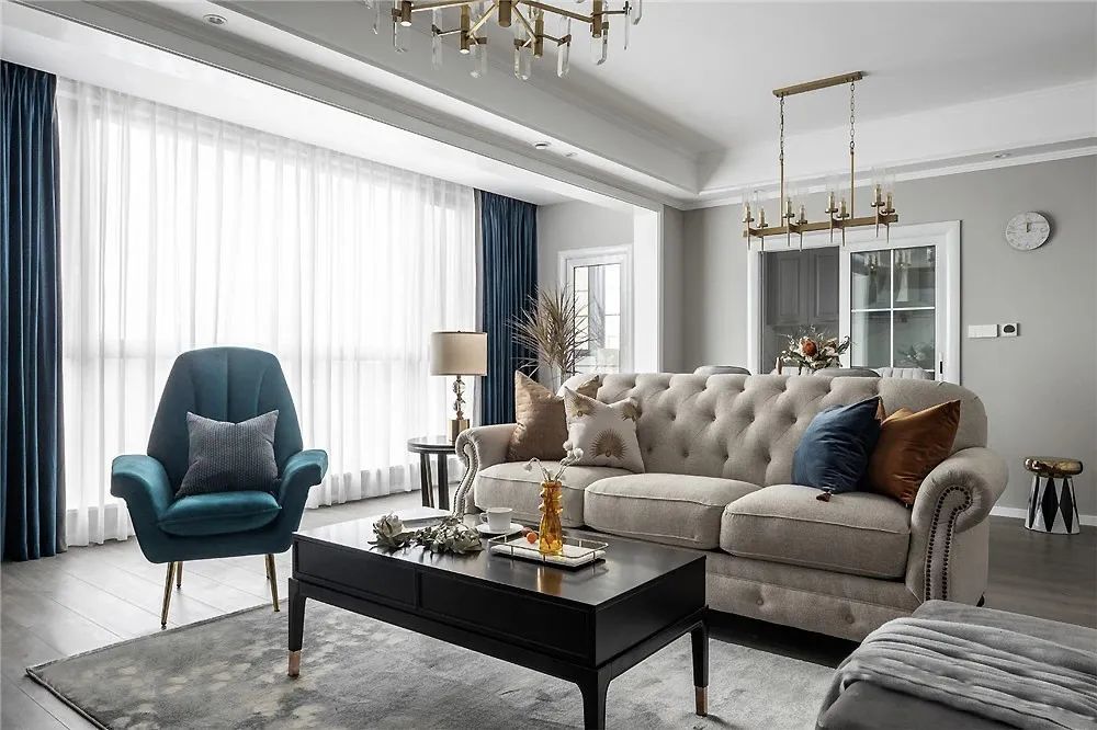 130㎡轻奢美式,复古与高级灰色彩搭配,气质满分