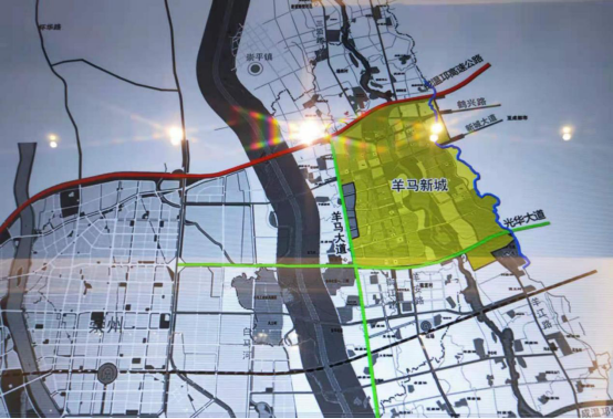 先看地理位置,羊馬新城位於崇州與溫江交接地,西距崇州市區約5公里,東