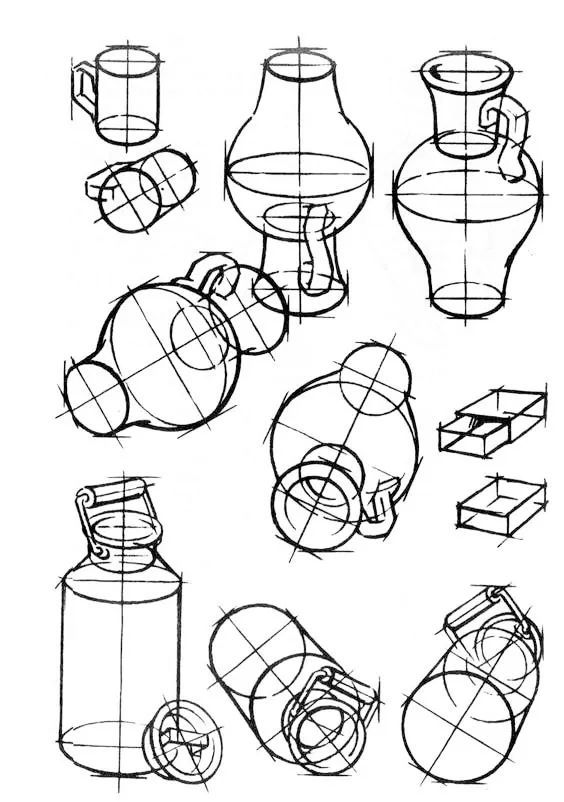 瓶瓶罐罐的素描結構理解素描關係的好資料