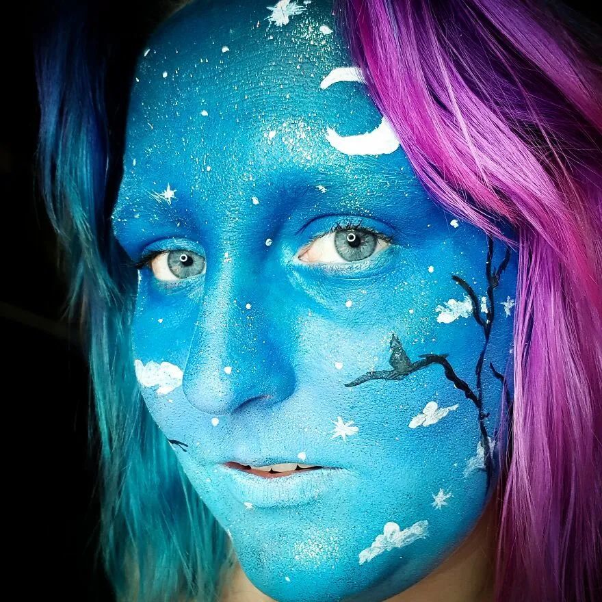 艺术家在自己脸上画画引争议67网友哗众取宠毫无美感