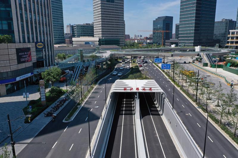 上海淞沪路,三门路下立交工程通车,杨浦新江湾城到五角场环岛5分钟