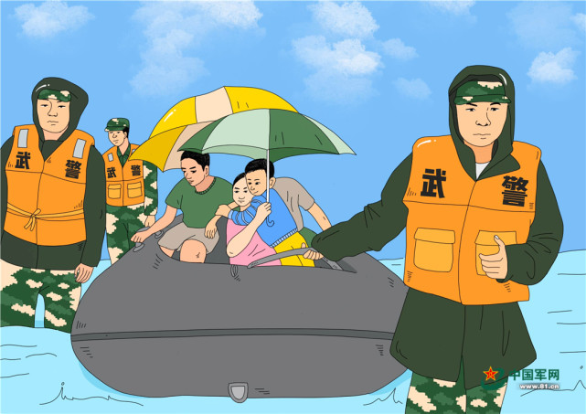 漫画丨抗洪一线又见橄榄绿,向勇士们致敬!
