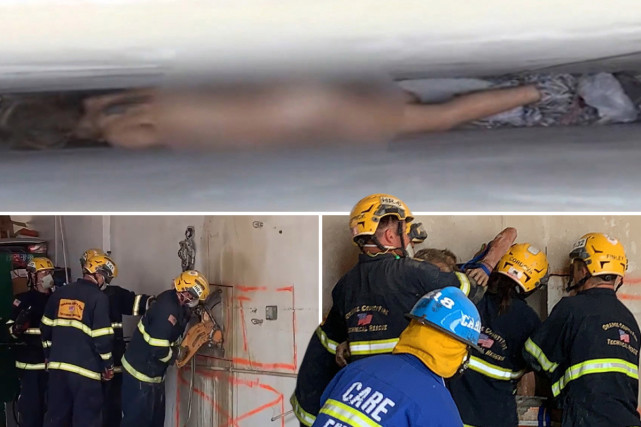 咋进去的美女子赤身倒立卡墙缝里网友社死现