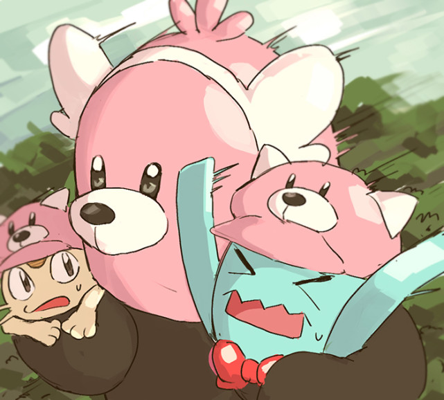 大会上,武藏意外撞到了交换机器,大舌头的精灵球和阿德的果然翁交换了