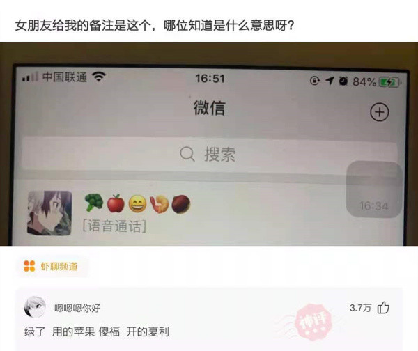 神回覆女朋友給我的備註是這個什麼意思啊