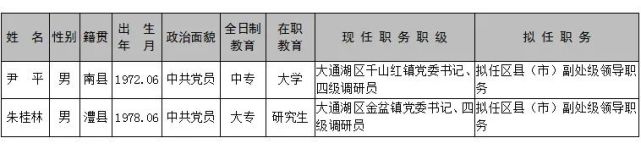 益阳最新一批市委管理干部任前公示公告