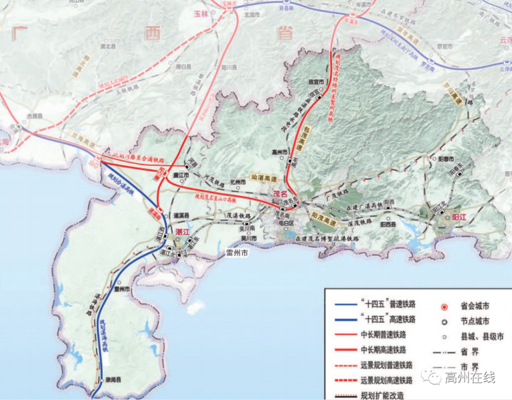 已经能从规划图看到茂名经梧州至贺州高铁高州站的规划位置了,如下图