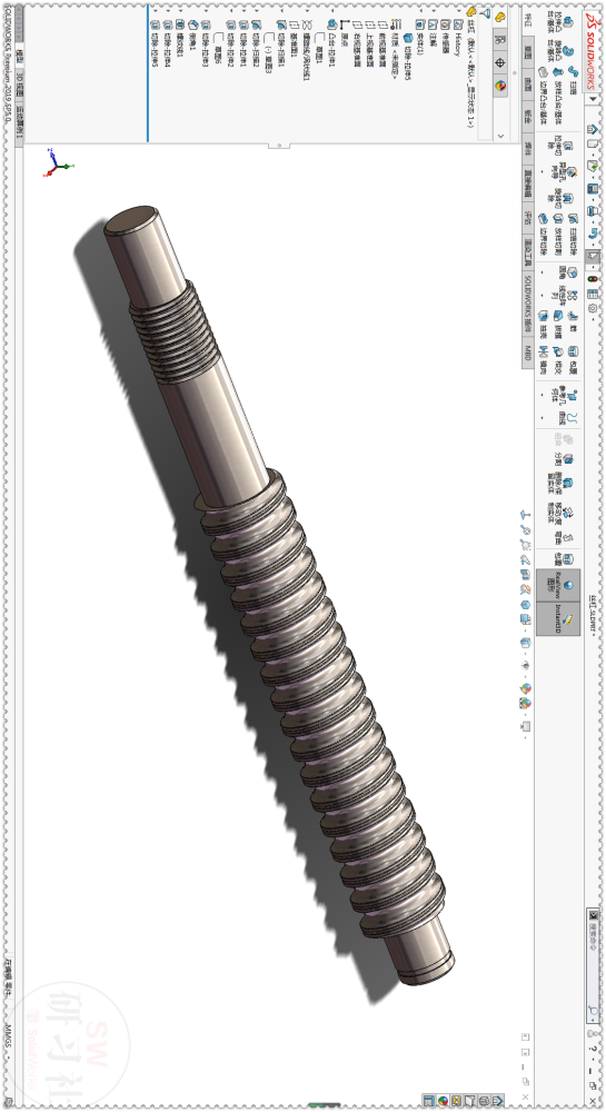 用solidworks画一根丝杠草图有点麻烦