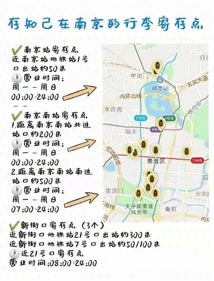 南京旅游攻略景点地图地铁沿线景点行李寄存～小可爱们你们要的南京攻