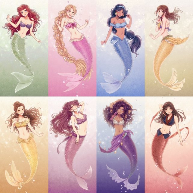 迪士尼公主人鱼装安娜公主量身打造茉莉公主颜值巅峰