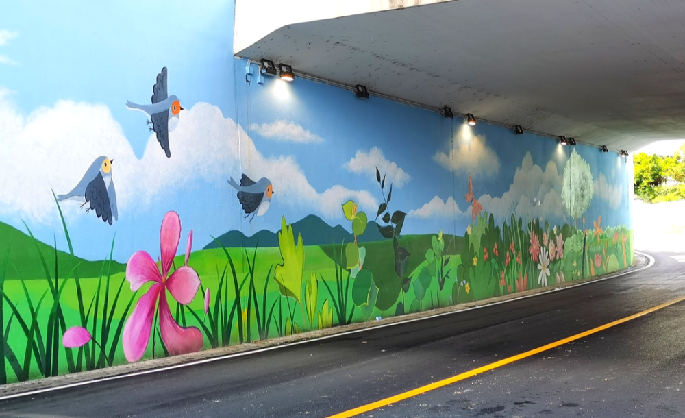 20日上午,本侠开车跑了一遍斗门区乾务镇狮群村机场高速桥洞墙绘项目