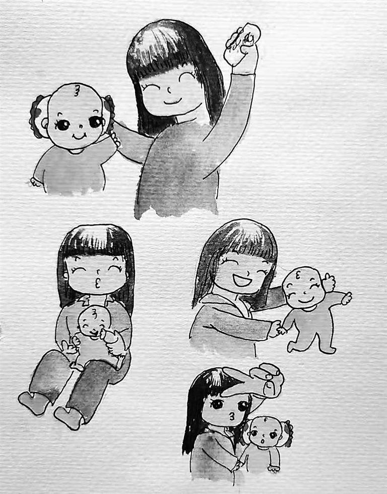 年轻妈妈手绘女儿成长日记——绘画记录孩子成长瞬间