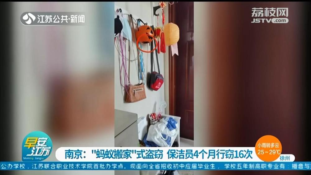 “螞蟻搬家”式盜竊 南京一保潔員4個月行竊16次