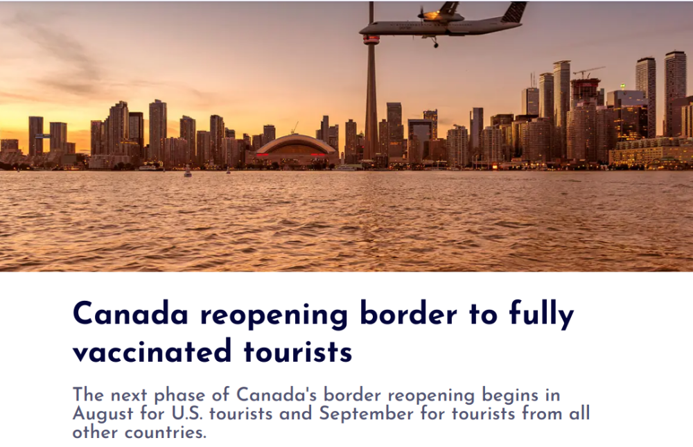 加拿大在8月9日允许美国公民和永久居民入境 在9月7日允许其他国家的游客入境 腾讯新闻