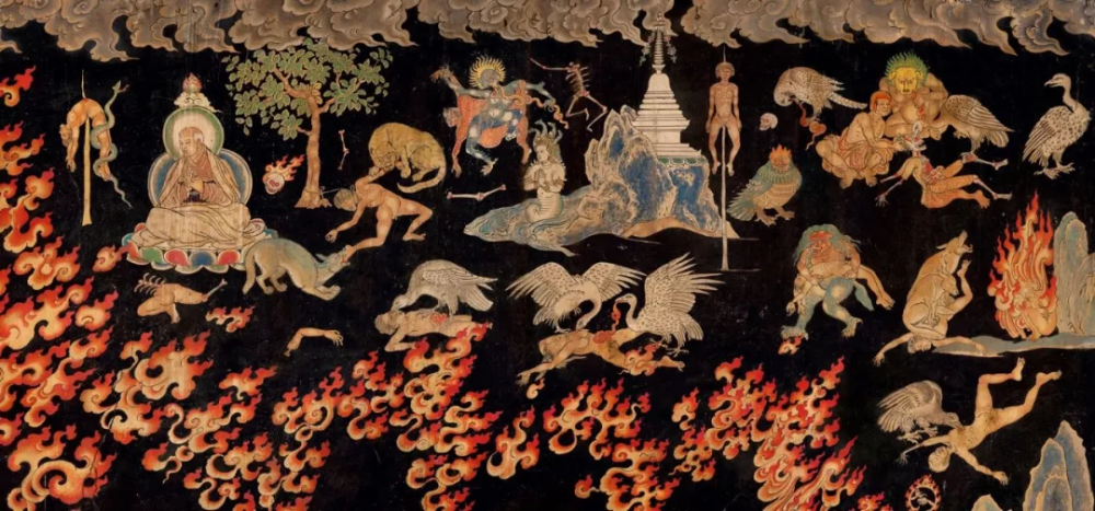 贡嘎曲德寺祖拉康二层无量宫殿北壁壁画"持嘎巴拉碗喜金刚"贡嘎曲德寺